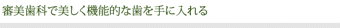 審美歯科で美しく機能的な歯を手に入れる